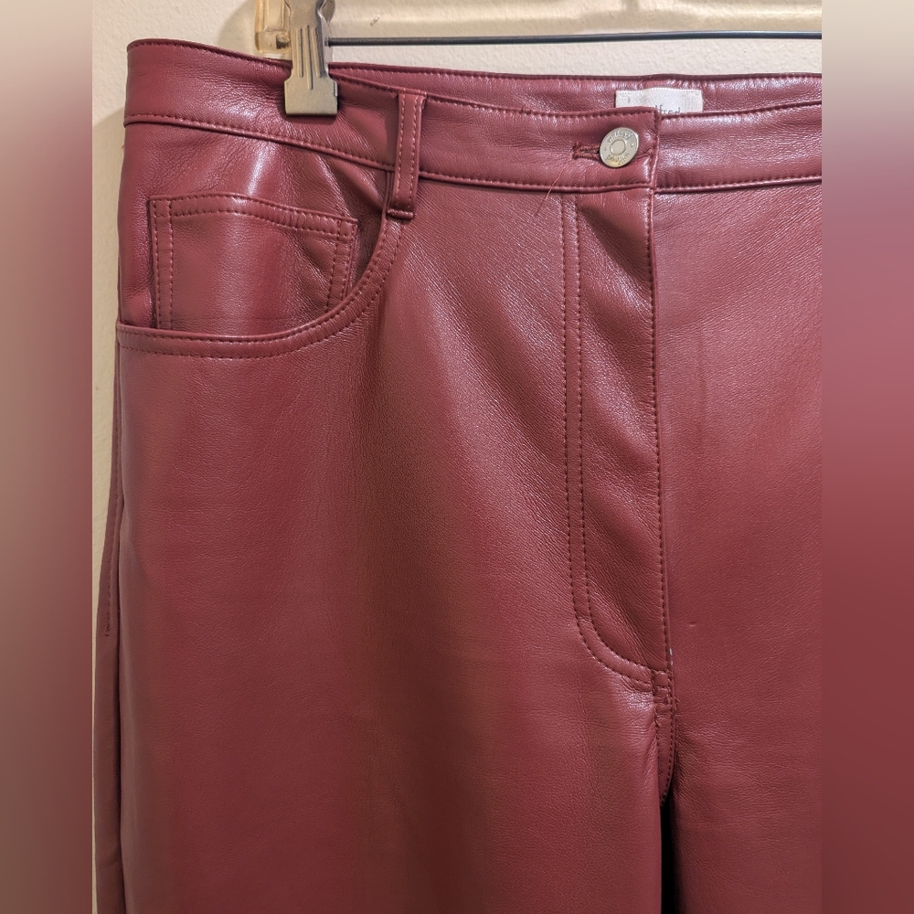 Wilfred The Melina™ Super High-Rise Pant Vegan Leather Burgundy Red- 16 - Picture 9 of 15